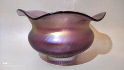 Irizáló üveg váza fodros szájperemmel Loetz vagy Poschinger váza