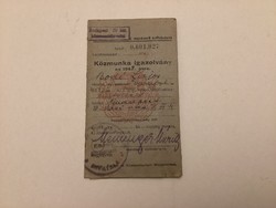 Közmunka Igazolvány 1948 .