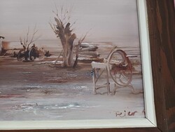 Fejér Csaba "Tanyavilág" 30 x 50 cm+keret Olajfestménye