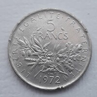 5 Francs 1972 érme, fémpénz - Franciaország 5 Francs 1972 pénzérme