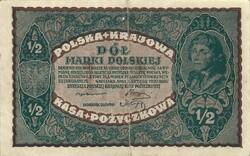 0,5 1/2 fél marek marki márka 1920 Lengyelország