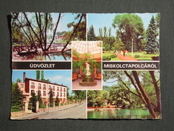 Képeslap,mozaik,Miskolctapolca fürdő,barlangfürdő,sétány,park,üdülő,szálló látkép,részlet, 1970-