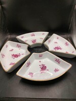Herendi Apponyi mintás porcelán asztalközép, 4 db 1941-ből, 20x13cm-es. 3414b