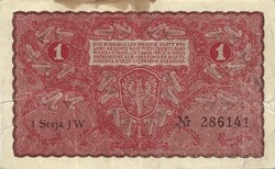 1 marek márka 1919 Lengyelország I.széria nagy számok 1.