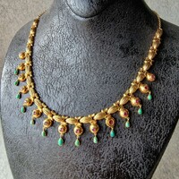 Art Nouveau 18K Gold Ruby and Turquoise festoon Necklace