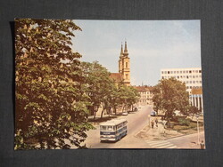 Képeslap,Miskolc,Felszabadulás út,Ikarus autóbusz látkép,részlet, 1964-
