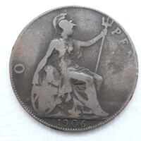 1 Penny 1906 érme, fémpénz - Anglia 1 Penny 1906 pénzérme