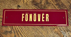 Retro üveg ,,FŐNŐVÉR" feliratú tábla
