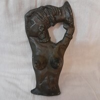 Bronz Afrikai női akt, falidísz 1,30 kg