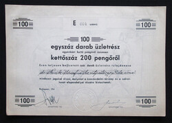 Centrál Beszerző Szövetkezet üzletrész 200 pengő ~1940