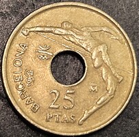 Spanyolország 25 Peseta, 1991. XXV. Nyári Olimpiai Játékok, Barcelona 1992 /I. János Károly kirá