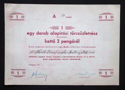 Centrál Beszerző Szövetkezet üzletrész 2 pengő ~1940