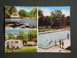 Képeslap,mozaik,Miskolctapolca fürdő,barlangfürdő,sétány,park,kemping látkép,részlet, 1977-