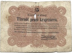 15 tizenöt pengő krajczárra krajcárra 1849 Kossuth 1.