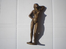 NŐ AKT BRONZ SZOBOR .28 cm  a Hossza  , Talp Átmérő 7  cm   . NAGYON SZÉP .