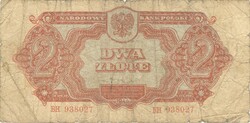 2 zloty zlote zlotych 1944 Lengyelország VH.