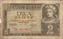 2 zloty zlote zlotych 1936 Lengyelország 1.