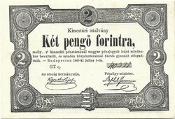 Két 2 pengő forintra 1849 Kincstári utalvány UNC Nagyon ritka