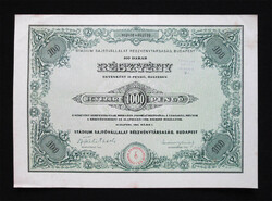 Stádium Sajtóvállalat Részvénytársaság részvény 100x10 pengő 1934