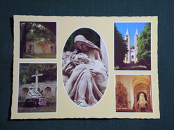 Képeslap,mozaik,Máriagyűd,Barokk kegytemplom,belső,oltár,szobor,kereszt látkép,részlet,1981-