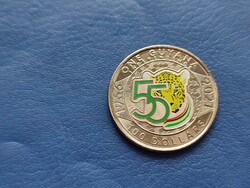 GUYANA 100 DOLLÁR 2021 FÜGGETLENSÉG 55.ÉVFORDULÓ! JAGUÁR! SZÍNEZETT! UNC!