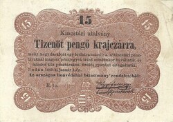 15 tizenöt pengő krajczárra krajcárra 1849 Kossuth 4.