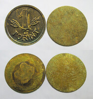 Mini 1 forint egyoldalas veret + veretlen lapka