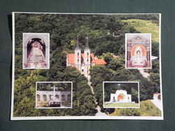Képeslap,mozaik,Máriagyűd,Barokk kegytemplom belső,oltár,szobor,kereszt látkép,részlet,1990-