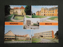 Képeslap,mozaik,Nógrád megye,Balassagyarmat,Szécsény,Rétság,Pásztó,Salgótarján,1980-