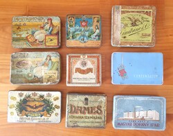 Antik  cigarettás fém dobozok 9 db.