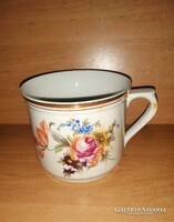 Régi virágmintás cseh porcelán bögre, csupor (b)