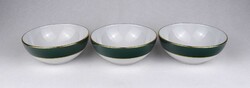 1U385 Zsolnay zöld-fehér, aranyozott Olíva porcelán kompótos tál 3 darab