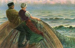 Képeslap: Tájkép. Halász.