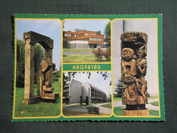 Képeslap,Nagyatád,mozaik,szobor park,iskola,hotel látkép,részlet,1987-