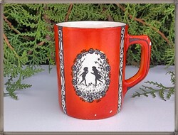 Ritka cseh Coronet árnyképes porcelán bögre