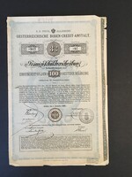 Ausztria Österreichische Boden-Credit-Anstalt Prémium Kötvény 100 Gulden 1880.