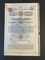 Ausztria Österreichische Boden-Credit-Anstalt Prémium Kötvény 100 Gulden 1880.