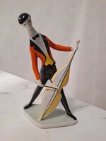 Art deco Zsolnay hegedűs figura