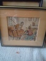 Szinezett vintage rézkarc