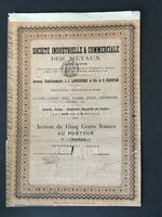 Ritka! Franciaország Fémipari és Kereskedelmi Vállalat Részvény 1881.