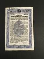 Ausztria Szövetségi Kötvény 1930 Bécsi Kormány Aranyhitel 1000 Arany Schilling Kötvény 1930.
