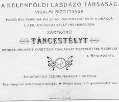 Meghívó: Kelenföldi Labdázó Társaság táncestélye.