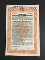 Ausztria Szövetségi Kötvény 1930 Bécsi Kormány Aranyhitel 1000 Arany Schilling Kötvény 1930.