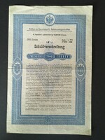Ausztria Bécsi Közlekedési Bizottság Jelzálogkötvény 2000 Korona 1897.
