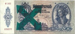 20 pengő 1941 Zöldkeresztes felülbélyegzés bélyegzett bélyegezve