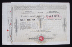 Békés-Csanádi Helyi Érdekű Vasút törzsrészvény 200 korona 1893 - Gyula