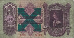 100 pengő 1930 Zöldkeresztes felülbélyegzés bélyegzett bélyegezve