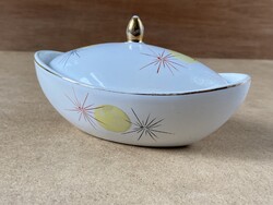 CSÓNAK ALAKÚ, FEDELES JELZETT RETRO PORCELÁN BONBONIER, ÉKSZERTARTÓ TÁLKA