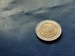 LENGYELORSZÁG 5 ZLOTY 2021 SAS! BIMETÁL! RITKA! UNC!