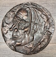 Borsos Miklós nagy bronz domborműve - Ritka!
